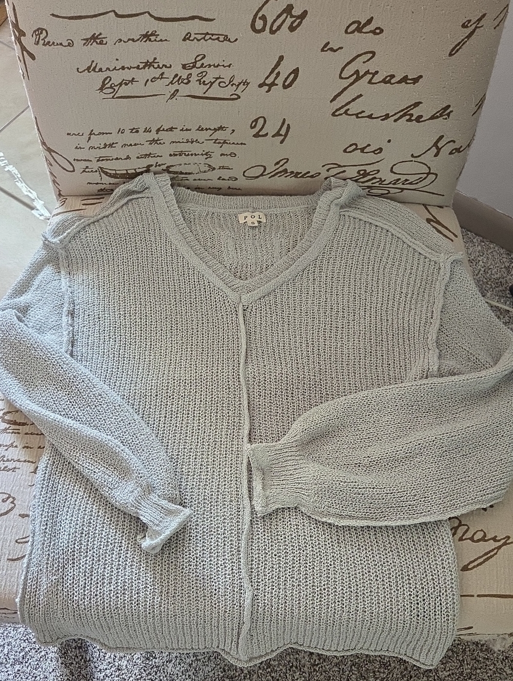 POL Sage Green V-Neck Oversize Sweater Sz S NWOT